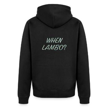 WHEN LAMBO IGLOO - Unisex Premium Organic Zip Hoodie - black - Back - Nico (187cm)