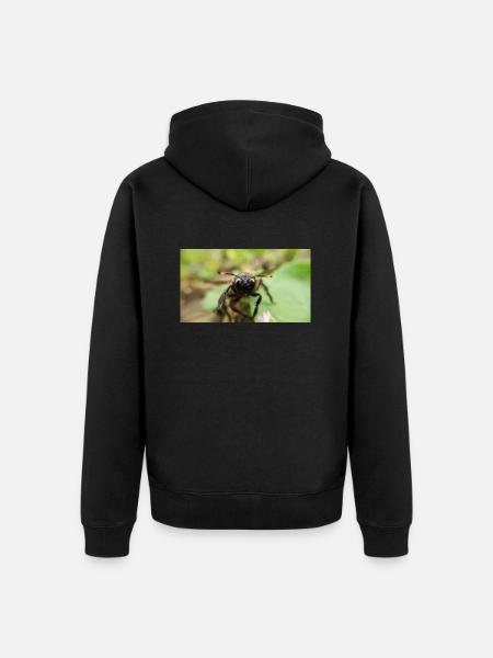 Blue Wood Bee Macro Photography - Unisex Premium Organic Zip Hoodie - black