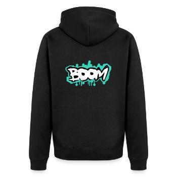 Boom Grafitti Style - Unisex Premium Bio Zip Hoodie - Schwarz - Hinten - Nico (187cm)