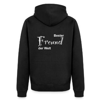 Bester Freund der Welt Design - Unisex Premium Bio Zip Hoodie - Schwarz - Hinten - Nico (187cm)