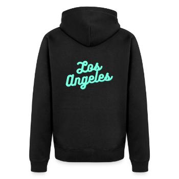 Los Angeles - Unisex Premium Bio Zip Hoodie - Schwarz - Hinten - Nico (187cm)