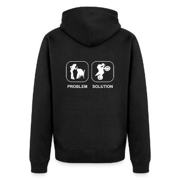 Motorrad Motorradfan Motorcross Motorradfahrer - Unisex Premium Bio Zip Hoodie - Schwarz - Hinten - Nico (187cm)
