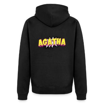 Agatha benutzerdefinierter Name Comic-Stil Pop-Art, - Unisex Premium Bio Zip Hoodie - Schwarz - Hinten - Nico (187cm)