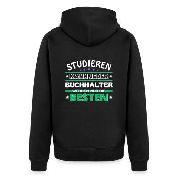 Studieren kann jeder Buchhalter sind die Besten - Unisex Premium Bio Zip Hoodie - Schwarz - Hinten - Nico (187cm)
