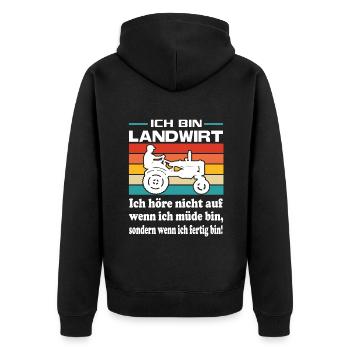 Bauern Protest Landwirt Schnauze voll - Unisex Premium Bio Zip Hoodie - Schwarz - Hinten - Nico (187cm)