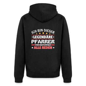 Ich bin dieser legendäre Pfarrer - Unisex Premium Bio Zip Hoodie - Schwarz - Hinten - Nico (187cm)