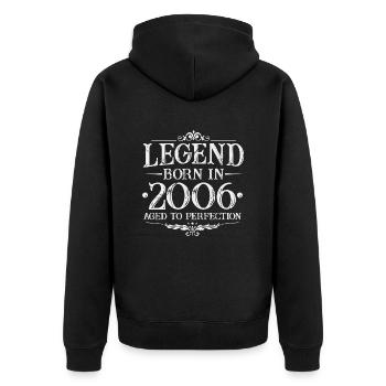 Légende depuis 2006 Vintage Born Anniversaire - Veste à capuche bio Premium Unisexe - noir - Dos - Nico (187cm)