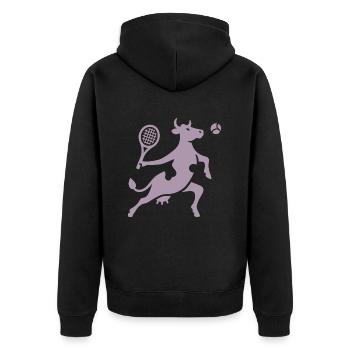 Kuhtennis Tennisspieler Silhouette Minimalistisch - Unisex Premium Bio Zip Hoodie - Schwarz - Hinten - Nico (187cm)