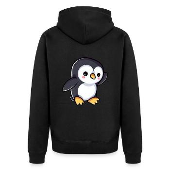 Mignon pingouin de dessin animé ondulant - Veste à capuche bio Premium Unisexe - noir - Dos - Nico (187cm)