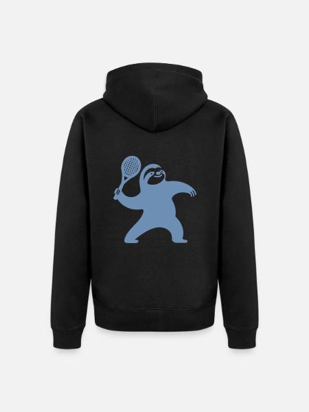 Sloth Silhouette Tennis Serve - Unisex Premium Organic Zip Hoodie - black