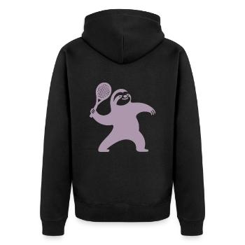 Sloth Silhouette Tennis Serve Minimaliste - Veste à capuche bio Premium Unisexe - noir - Dos - Nico (187cm)