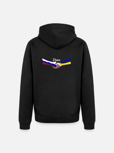 Peace Russia Ukraine - Unisex Premium Organic Zip Hoodie - black