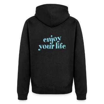 enjoy your life enjoy your life cheerful hygge - Unisex Premium Organic Zip Hoodie - black - Back - Nico (187cm)