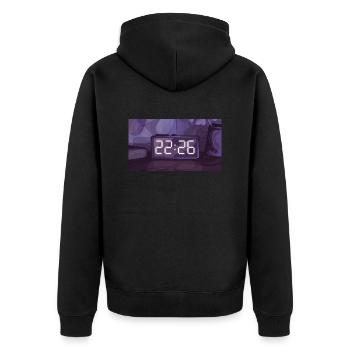 Pixel Art Time – 22:26 - Unisex Premium Organic Zip Hoodie - black - Back - Nico (187cm)
