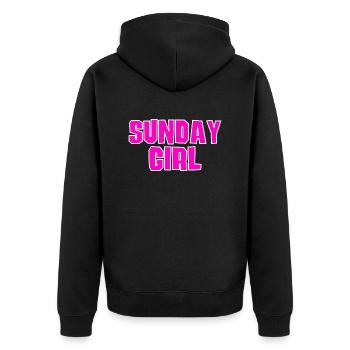 Sunday Girl - Unisex Premium Bio Zip Hoodie - Schwarz - Hinten - Nico (187cm)