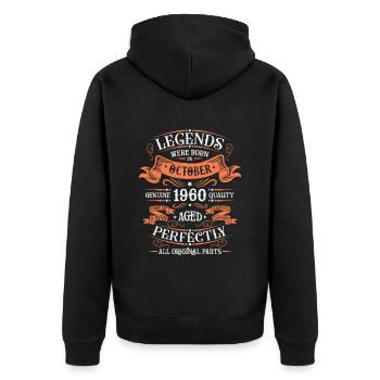 Legends Were Born In Oktober 1960 Geschenk - Unisex Premium Bio Zip Hoodie - Schwarz - Hinten - Nico (187cm)