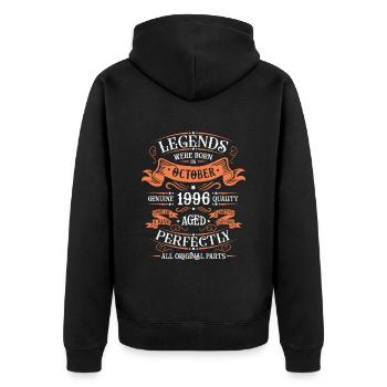 Legends Were Born In October 1996 Gift - Unisex Premium Organic Zip Hoodie - black - Back - Nico (187cm)