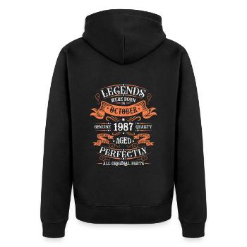 Legends Were Born In October 1987 Gift - Unisex Premium Organic Zip Hoodie - black - Back - Nico (187cm)