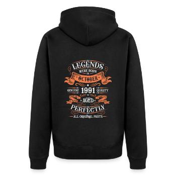 Les Légendes Sont Nées En Octobre 1991 Cadeau - Veste à capuche bio Premium Unisexe - noir - Dos - Nico (187cm)