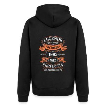 Legends Were Born In Oktober 1995 Geschenk - Unisex Premium Bio Zip Hoodie - Schwarz - Hinten - Nico (187cm)