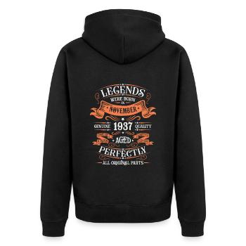 Les Légendes Sont Nées En Novembre 1937 Cadeau - Veste à capuche bio Premium Unisexe - noir - Dos - Nico (187cm)