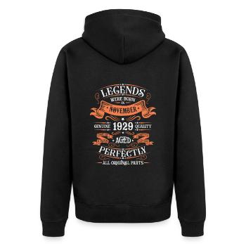 Legends Were Born In November 1929 Gift - Unisex Premium Organic Zip Hoodie - black - Back - Nico (187cm)