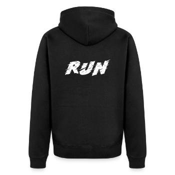Run! Simple and fast - Unisex Premium Organic Zip Hoodie - black - Back - Nico (187cm)
