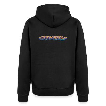 steezy - Unisex Premium Bio Zip Hoodie - Schwarz - Hinten - Nico (187cm)
