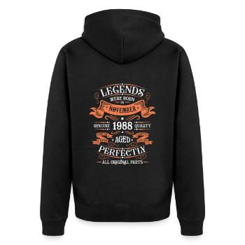 Legends Were Born In November 1988 Geschenk - Unisex Premium Bio Zip Hoodie - Schwarz - Hinten - Nico (187cm)