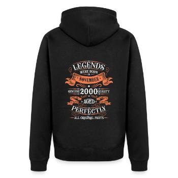Legends Were Born In November 2000 Geschenk - Unisex Premium Bio Zip Hoodie - Schwarz - Hinten - Nico (187cm)