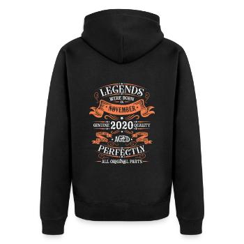 Les Légendes Sont Nées En Novembre 2020 Cadeau - Veste à capuche bio Premium Unisexe - noir - Dos - Nico (187cm)