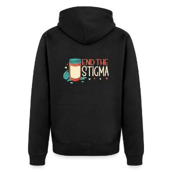 Anxiety Depression Mental Health - Unisex Premium Organic Zip Hoodie - black - Back - Nico (187cm)