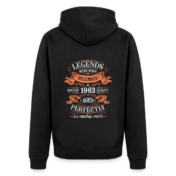 Die Legenden wurden im Dezember 1963 geboren Geschenk - Unisex Premium Bio Zip Hoodie - Schwarz - Hinten - Nico (187cm)