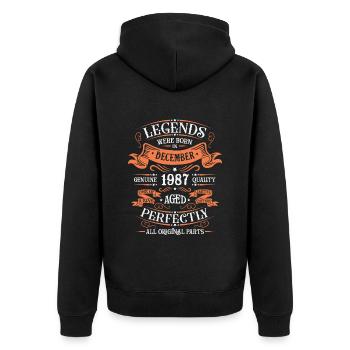 Les Légendes Sont Nées En Décembre 1987 Cadeau - Veste à capuche bio Premium Unisexe - noir - Dos - Nico (187cm)