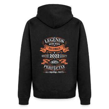 Die Legenden wurden im Dezember 2022 geboren Geschenk - Unisex Premium Bio Zip Hoodie - Schwarz - Hinten - Nico (187cm)
