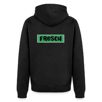 Frosch froschgrüner Froschkönig Prinz-Frosch - Unisex Premium Bio Zip Hoodie - Schwarz - Hinten - Nico (187cm)