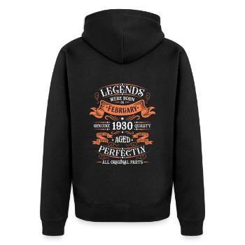 Les Légendes Sont Nées En Février 1930 Cadeau - Veste à capuche bio Premium Unisexe - noir - Dos - Nico (187cm)
