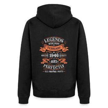 Les Légendes Sont Nées En Février 1946 Cadeau - Veste à capuche bio Premium Unisexe - noir - Dos - Nico (187cm)