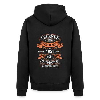 Les Légendes Sont Nées En Février 1951 Cadeau - Veste à capuche bio Premium Unisexe - noir - Dos - Nico (187cm)