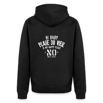 Noirmoutier plage du Vieil Happy Place - Veste à capuche bio Premium Unisexe - noir - Dos - Nico (187cm)