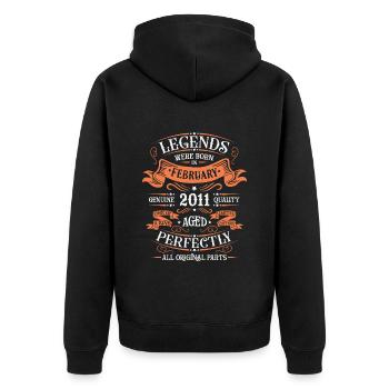 Les Légendes Sont Nées En Février 2011 Cadeau - Veste à capuche bio Premium Unisexe - noir - Dos - Nico (187cm)