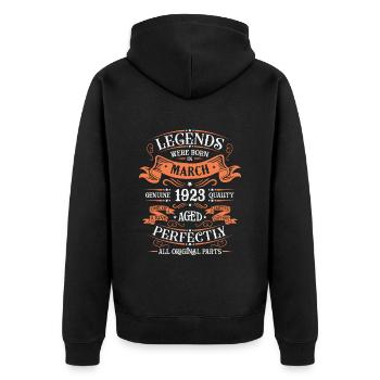 Les Légendes Sont Nées En Mars 1923 Cadeau - Veste à capuche bio Premium Unisexe - noir - Dos - Nico (187cm)