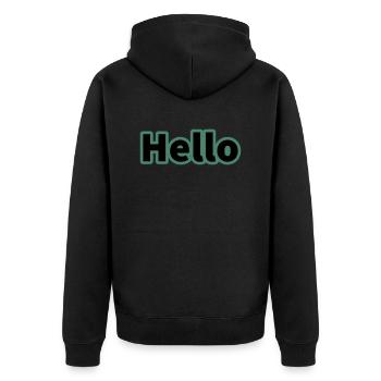 Hello - Unisex Premium Organic Zip Hoodie - black - Back - Nico (187cm)