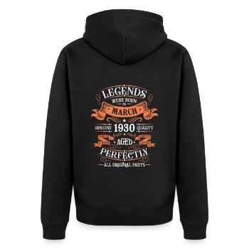 Les Légendes Sont Nées En Mars 1930 Cadeau - Veste à capuche bio Premium Unisexe - noir - Dos - Nico (187cm)