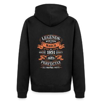 Les Légendes Sont Nées En Mars 1951 Cadeau - Veste à capuche bio Premium Unisexe - noir - Dos - Nico (187cm)