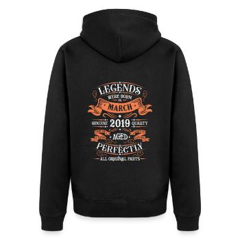 Les Légendes Sont Nées En Mars 2019 Cadeau - Veste à capuche bio Premium Unisexe - noir - Dos - Nico (187cm)