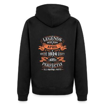 Les Légendes Sont Nées En Avril 1924 Cadeau - Veste à capuche bio Premium Unisexe - noir - Dos - Nico (187cm)
