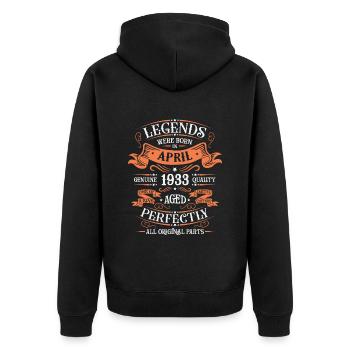 Die Legenden wurden im April 1933 geboren Geschenk - Unisex Premium Bio Zip Hoodie - Schwarz - Hinten - Nico (187cm)