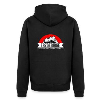 Erzgebirge Heimatliebe - Unisex Premium Bio Zip Hoodie - Schwarz - Hinten - Nico (187cm)