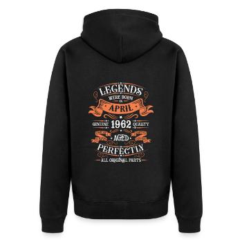 Anniversaire 1962 Avril 1962 ! né en Avril 1962 - Veste à capuche bio Premium Unisexe - noir - Dos - Nico (187cm)